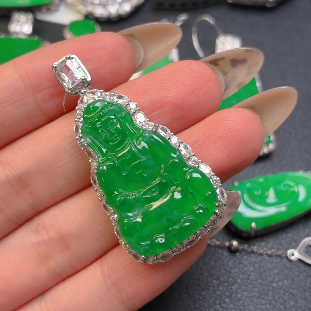 翡翠银S925镶嵌颈饰