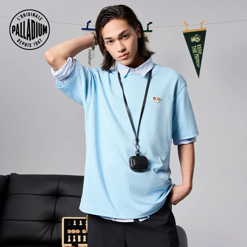 帕拉丁夏季男女款上衣时尚宽松刺绣印花短袖T恤1011784