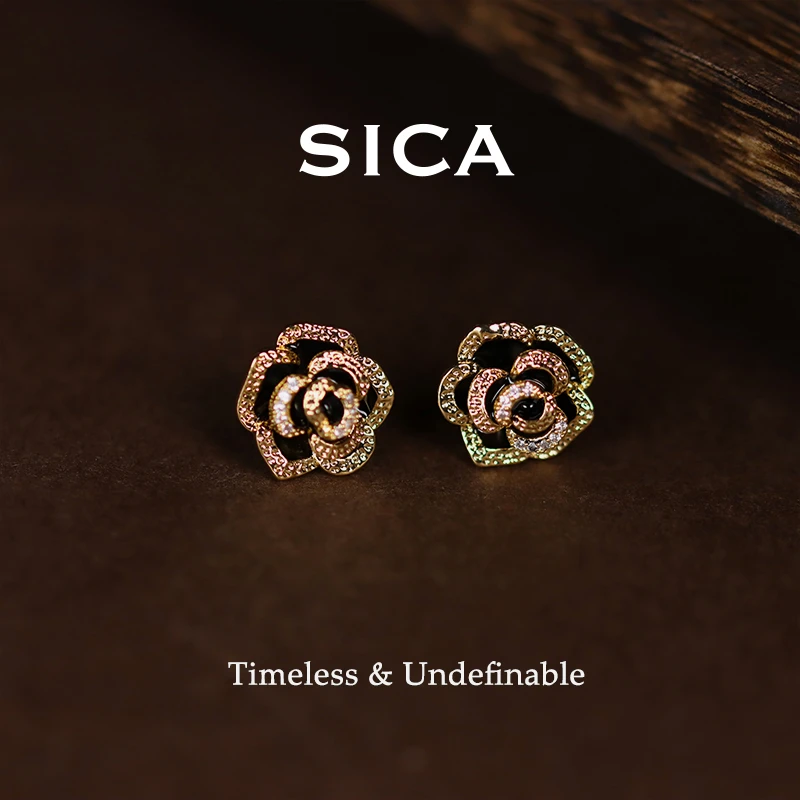 纯铜耳饰 山茶花耳钉2025新款爆款饰品礼物女EH473【山花烂漫】