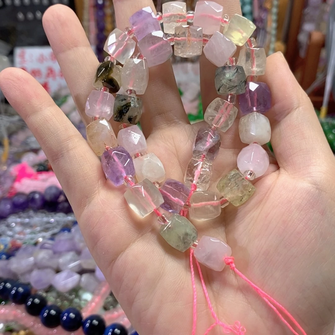 未镶嵌玛瑙/玉髓珠宝半成品多宝水晶方糖一条卡10*10mm