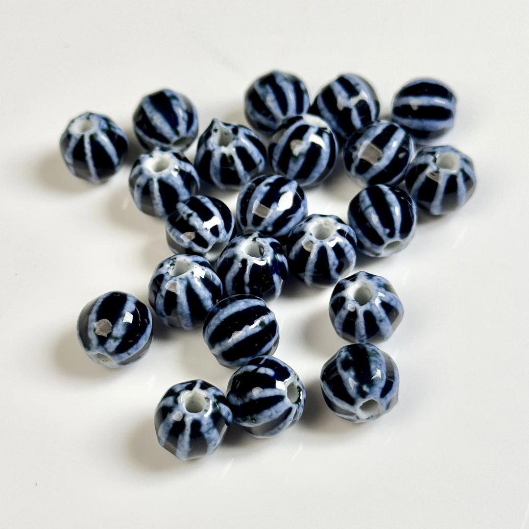 2M0020景德镇陶瓷蓝瓜珠（天然珠宝多样性发其一）