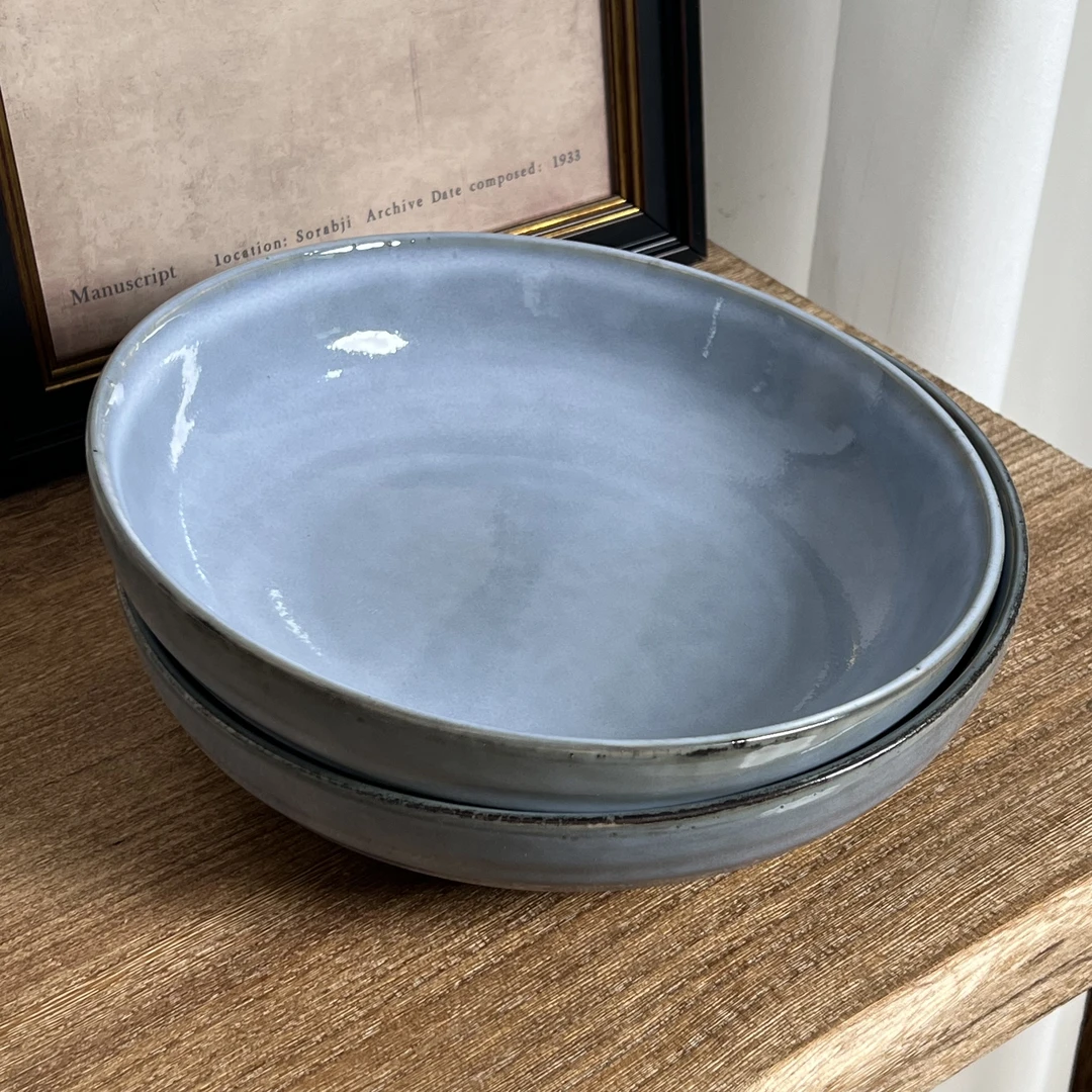 【瑕疵】陶瓷盘子8.6英寸窑变高颜值家用深盘菜盘西餐盘D3A