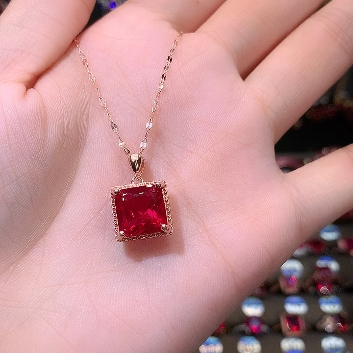 红宝石吊坠(赠链)银S925镶嵌1