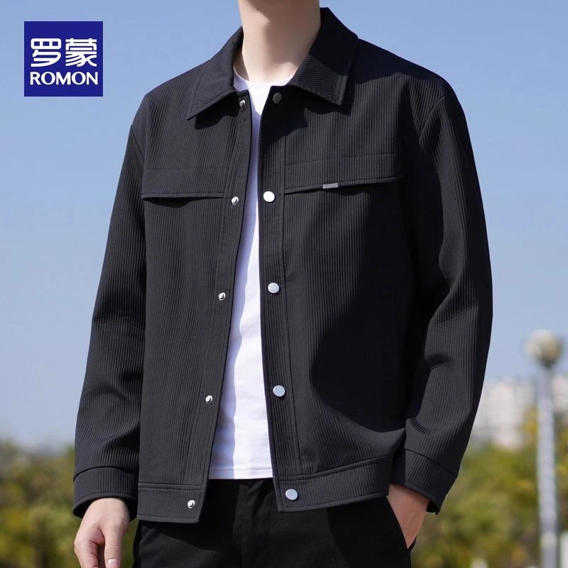 罗蒙春秋季夹克男2025新款痞帅潮牌高级感翻领春装上衣服男士外套