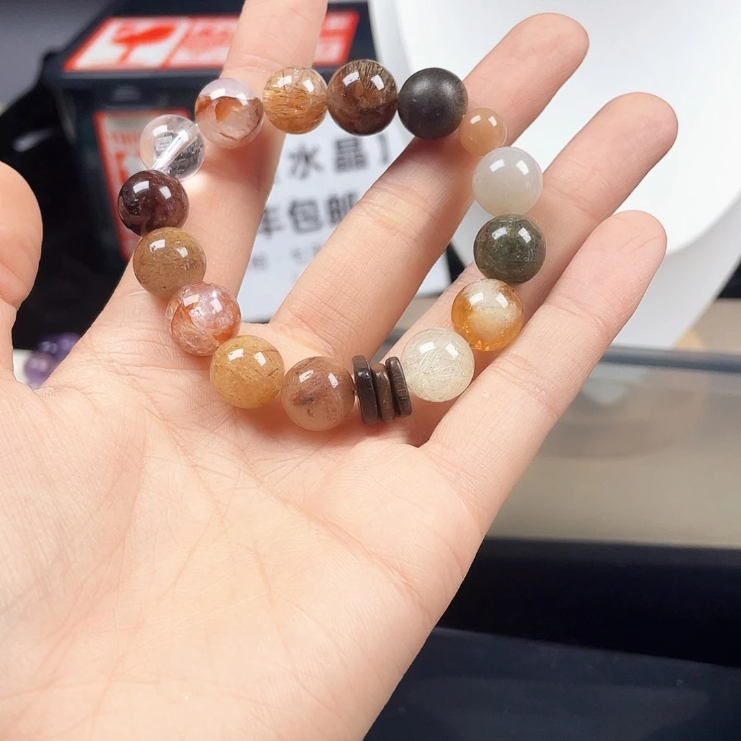 银S925镶嵌手链烟晶