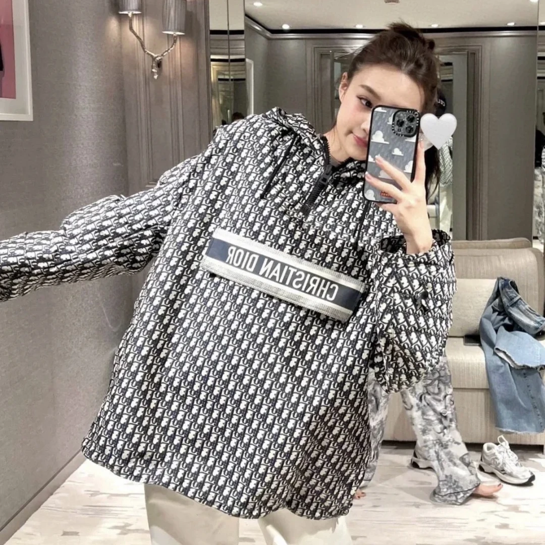 99新 DIOR/迪奥 bk341/满印obelique老花冲锋衣 xs码