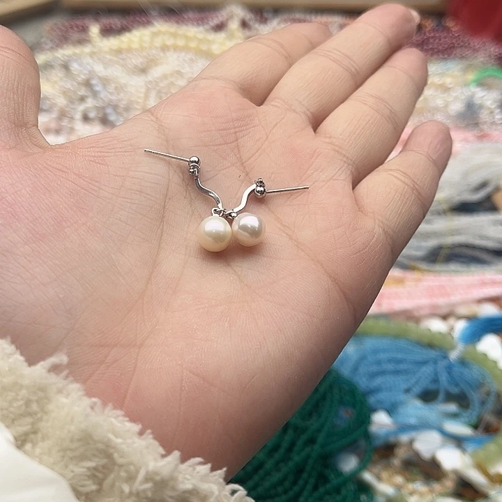 玛瑙/玉髓珠宝半成品未镶嵌珍珠耳坠1