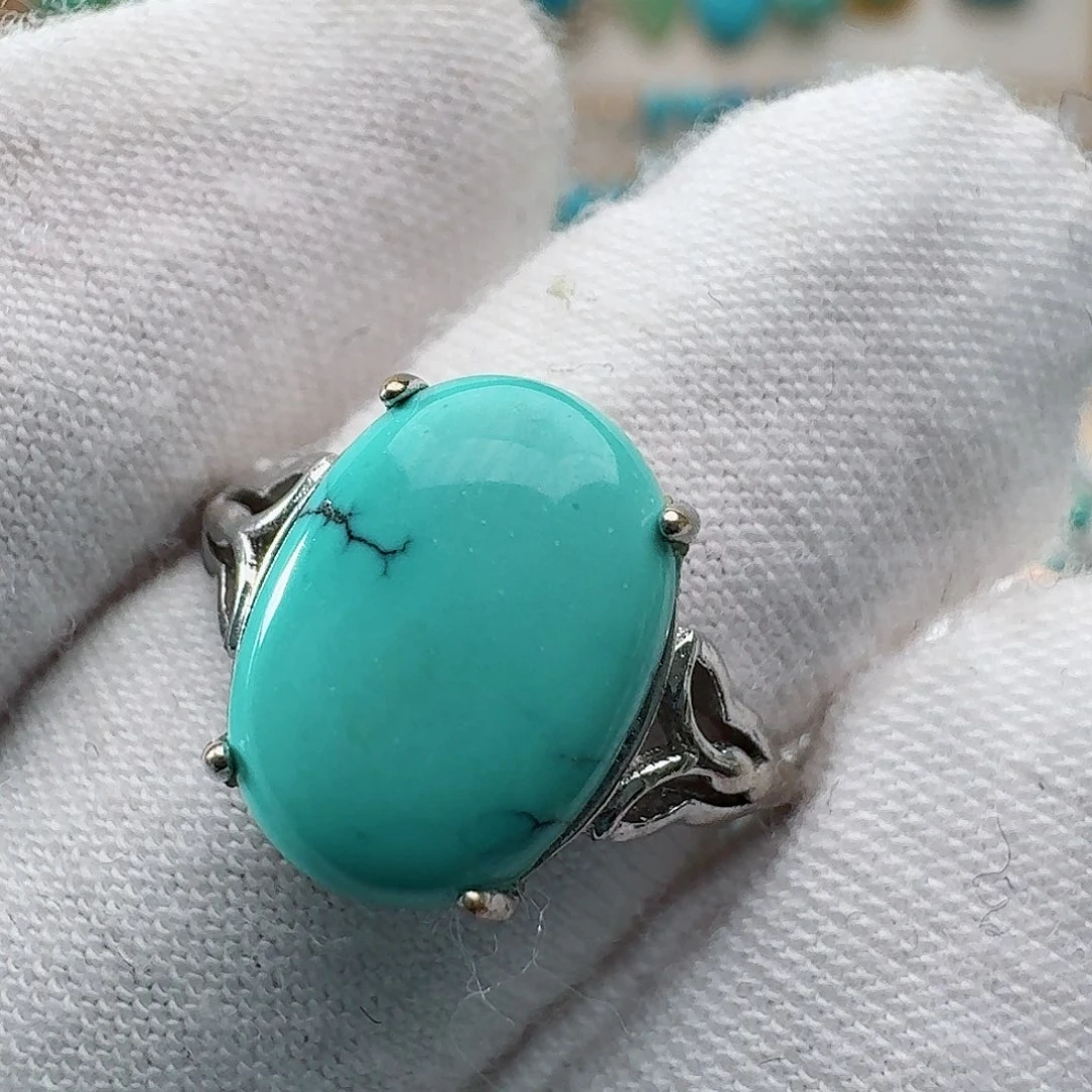 绿松石银S925镶嵌戒指