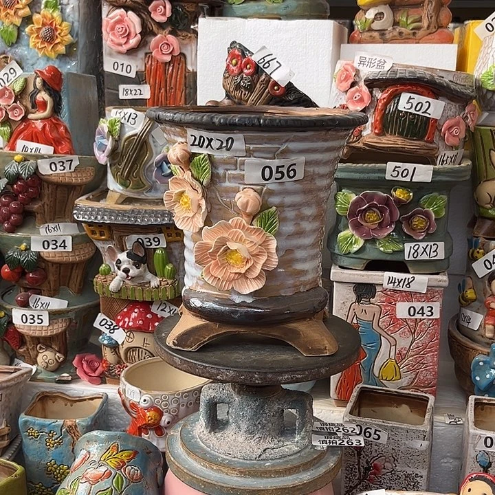 粗陶材质多肉花盆发货两个