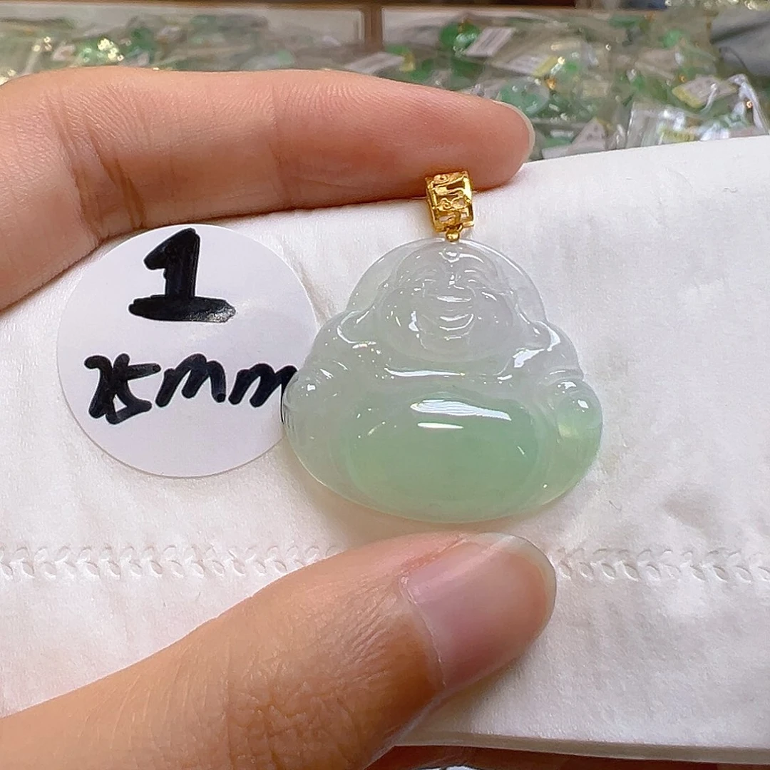 翡翠18K金镶嵌吊坠(不含链)翡翠