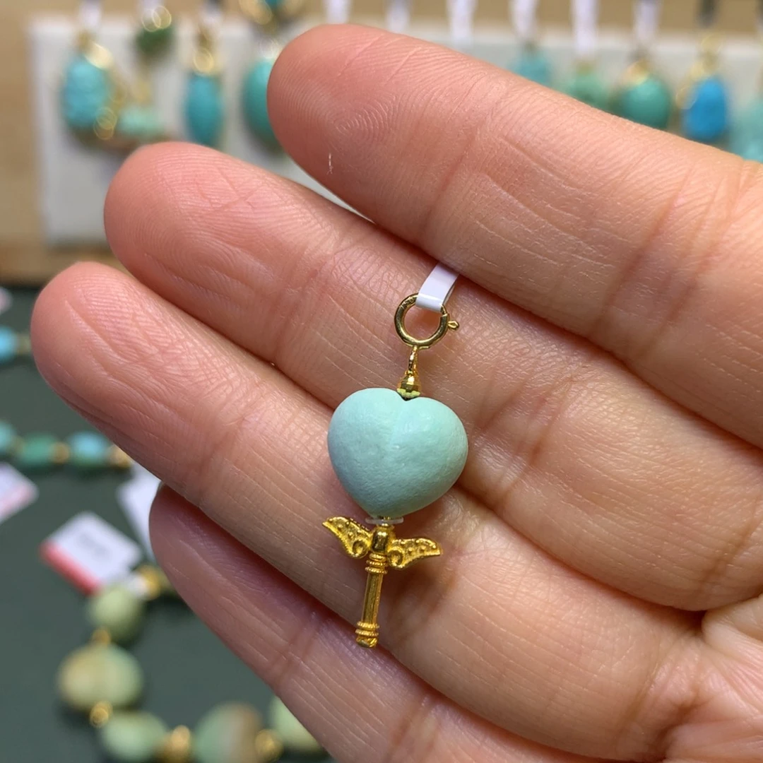 绿松石挂件18K金镶嵌