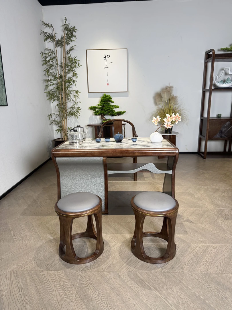 禅悦茶桌轻奢新款阳台2025茶室茶台茶桌火烧石超晶石两种台面