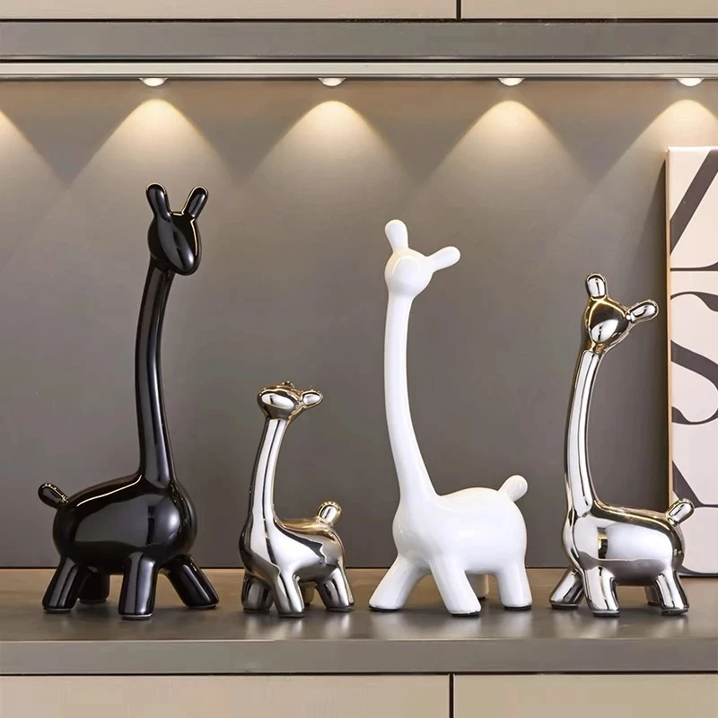 陶瓷摆件装饰品小鹿一家四口电视柜酒柜家居饰品极简简约意式高档