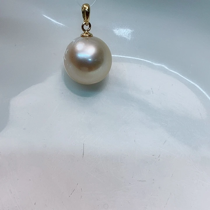 海水珍珠吊坠(不含链)18K金镶嵌12~13