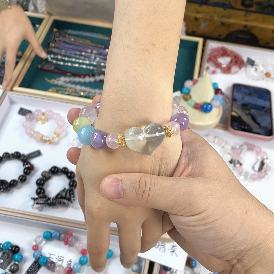 水晶手链银S925镀金镶嵌