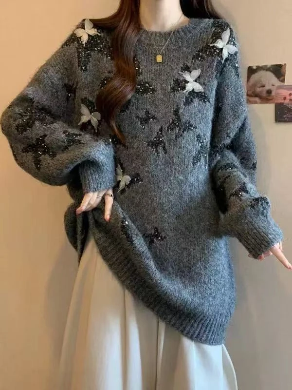 衣长76    1703【芋泥蝴蝶】毛衣