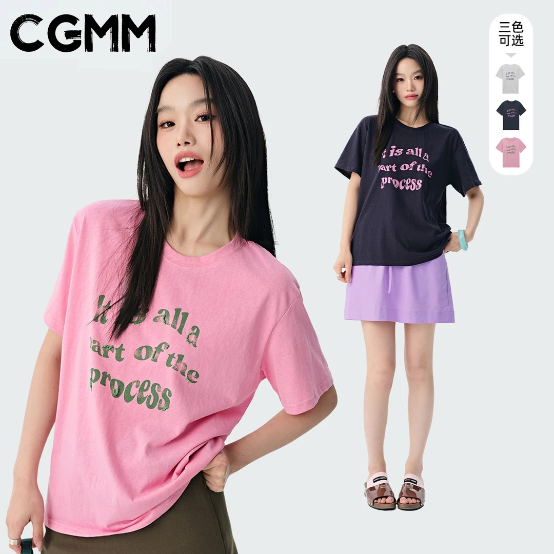CGMM/橱柜密码新款时尚撞色趣味印花百搭短袖DSOMB5076
