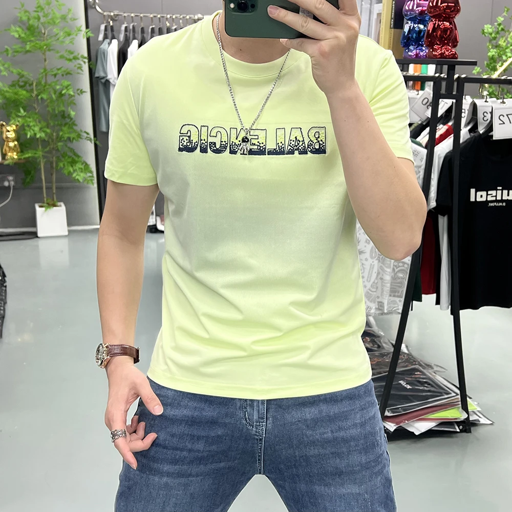 潮流百搭短袖t恤男士夏季2025新款休闲圆领半袖时尚潮牌体恤修身