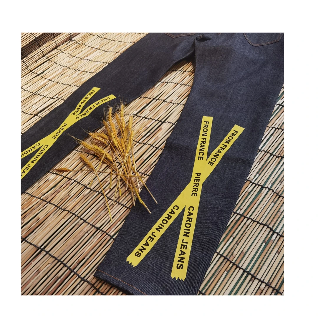 Pierre Cardin【203993】赤耳丹宁原牛男士牛仔裤黄色交叉字母款