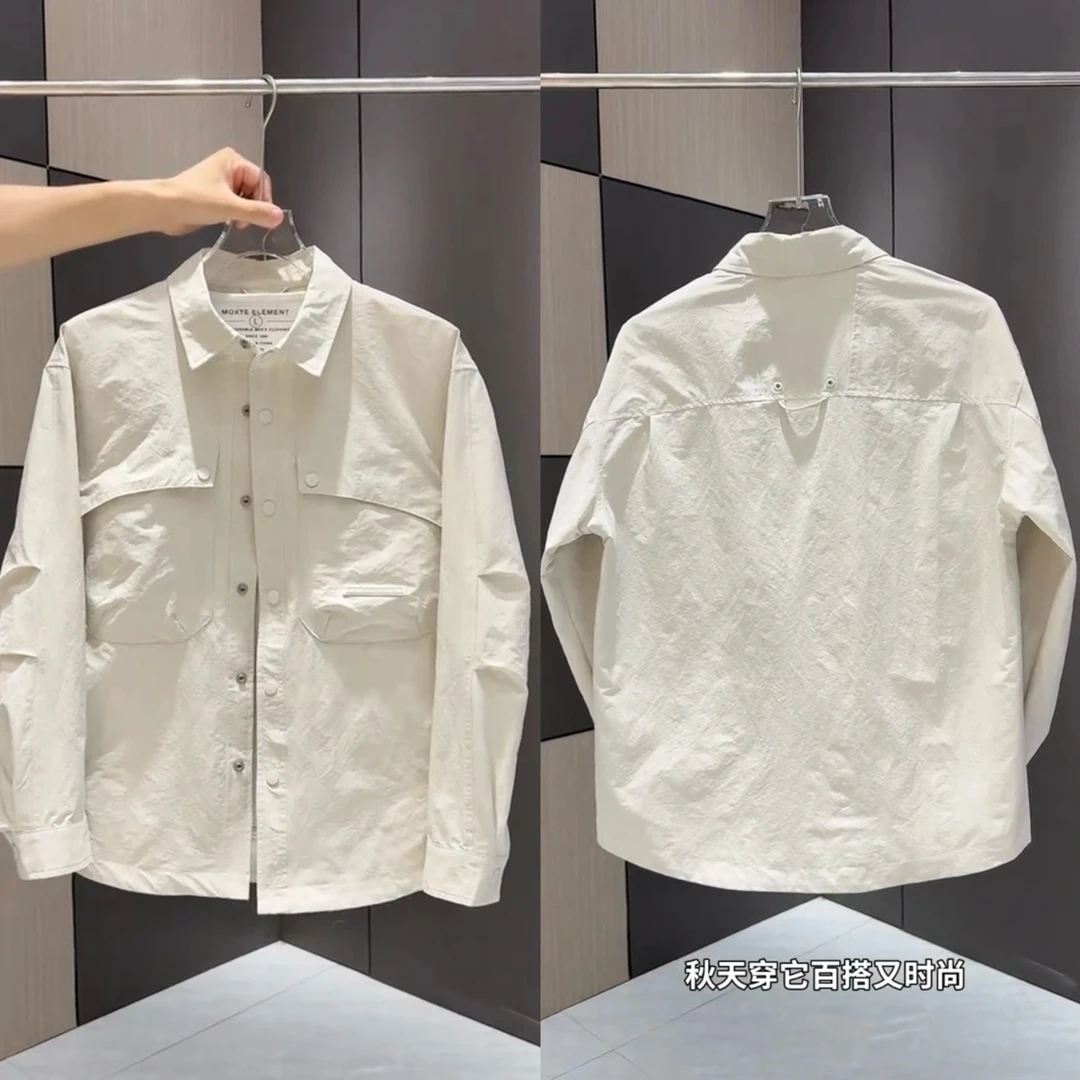 2025秋季潮牌工装翻领夹克男士高档简约时尚宽松百搭休闲上衣外套