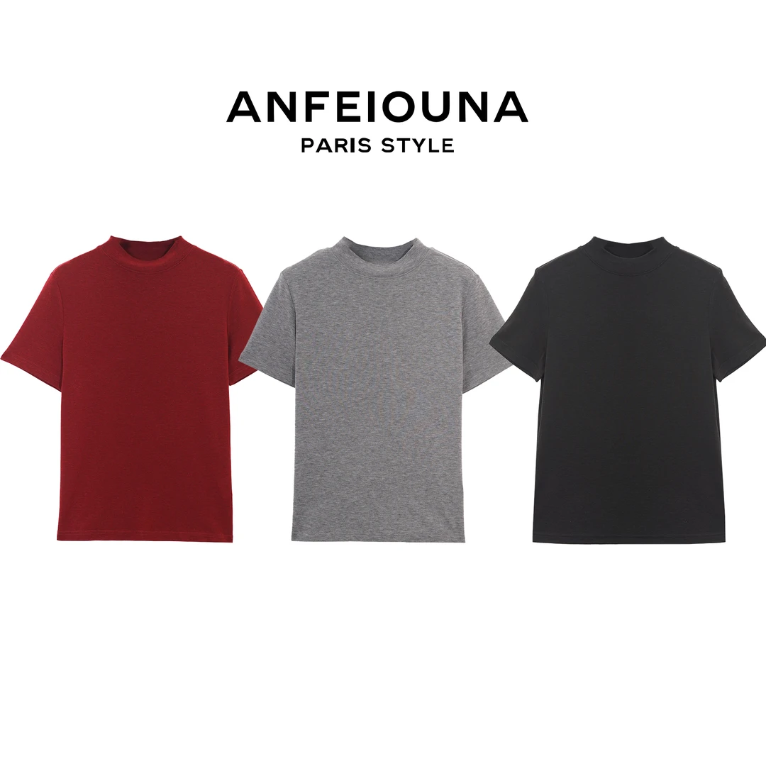 2025新款简约针织短袖T恤打底衫上衣3528