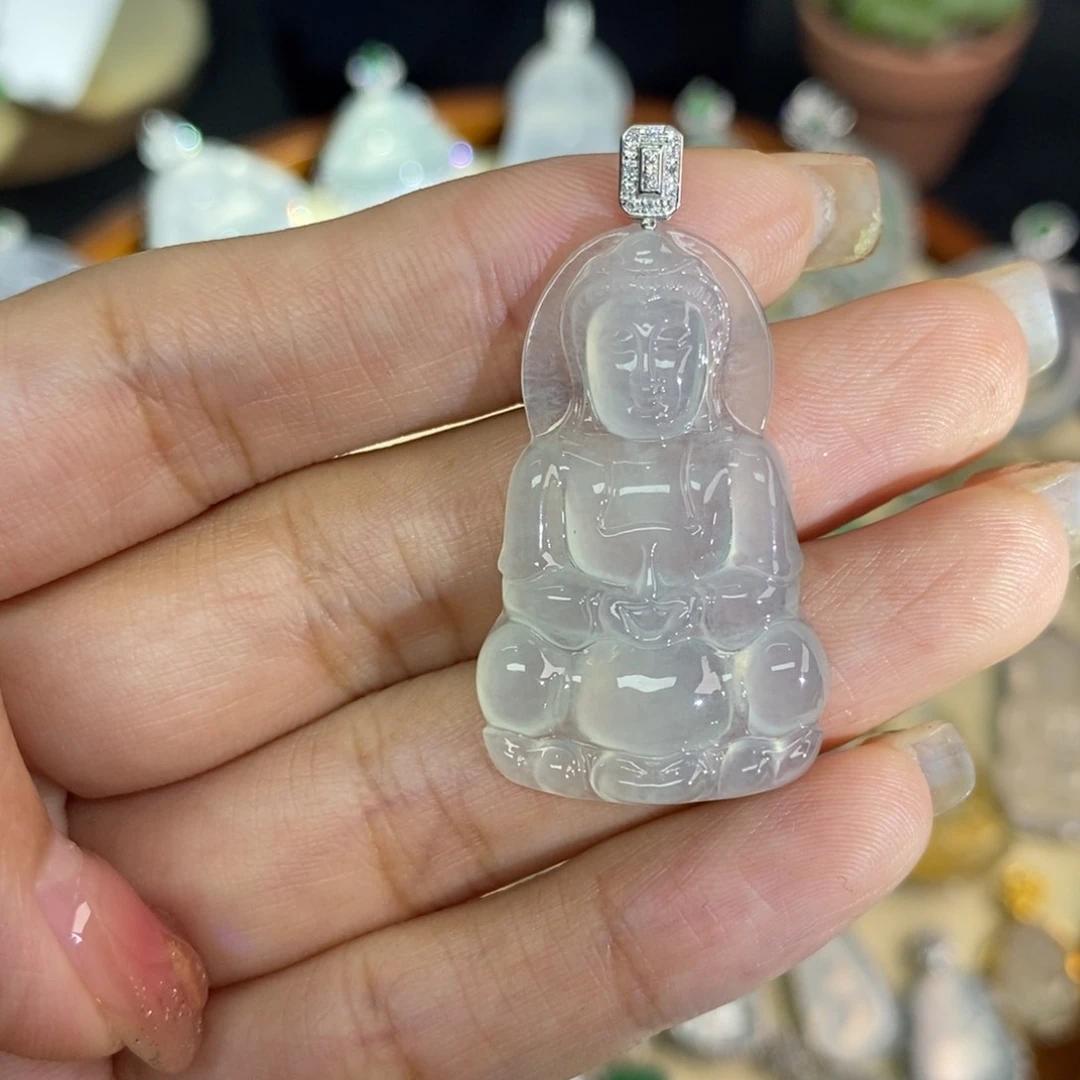 翡翠18K金镶嵌颈饰A货翡翠