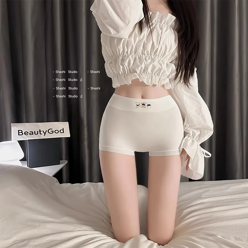 莎饰夏季冰丝平角内裤2025新款中高无痕舒适腰透气防夹臀女内裤女