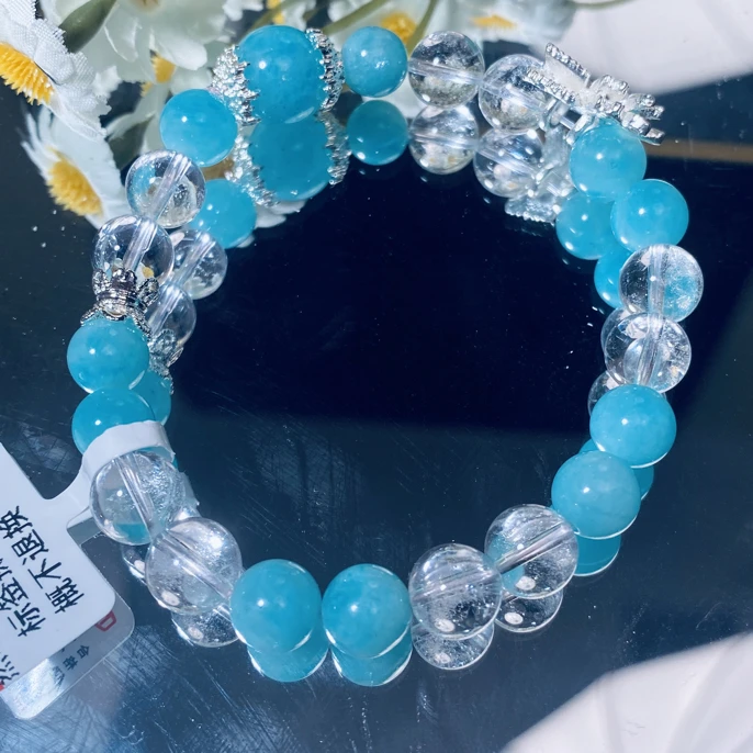 天然天河石白水晶蝴蝶手串