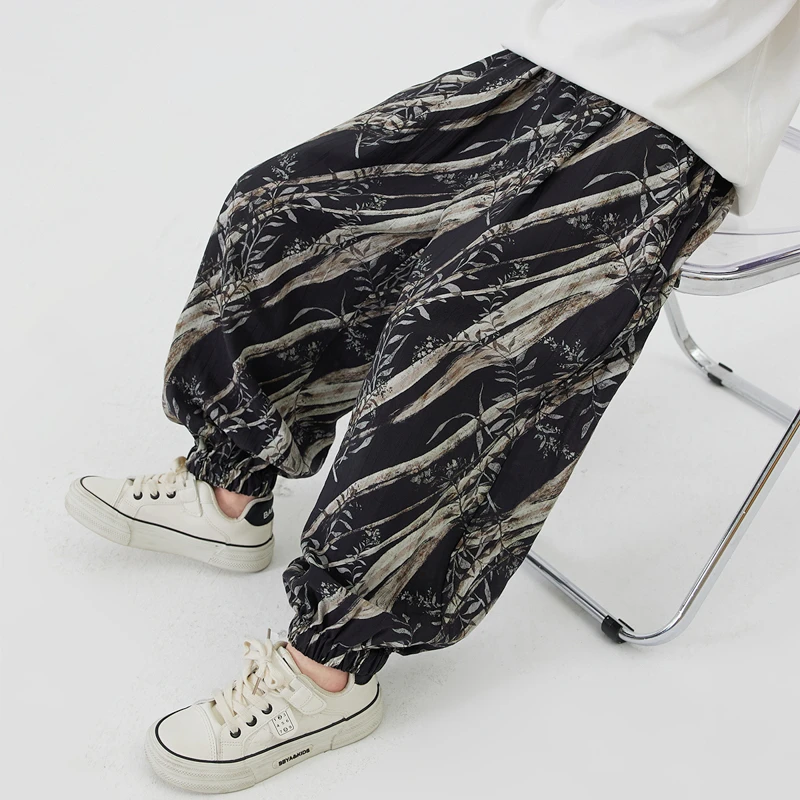 男童夏季薄款满印儿童休闲防蚊裤2025新款男孩夏款印花宽松灯笼裤