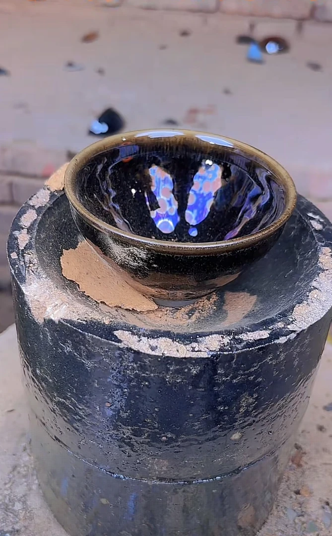 闪购建窑建盏 曜变系列 幻彩隐曜 主人杯礼盒装带溯源证书电烧