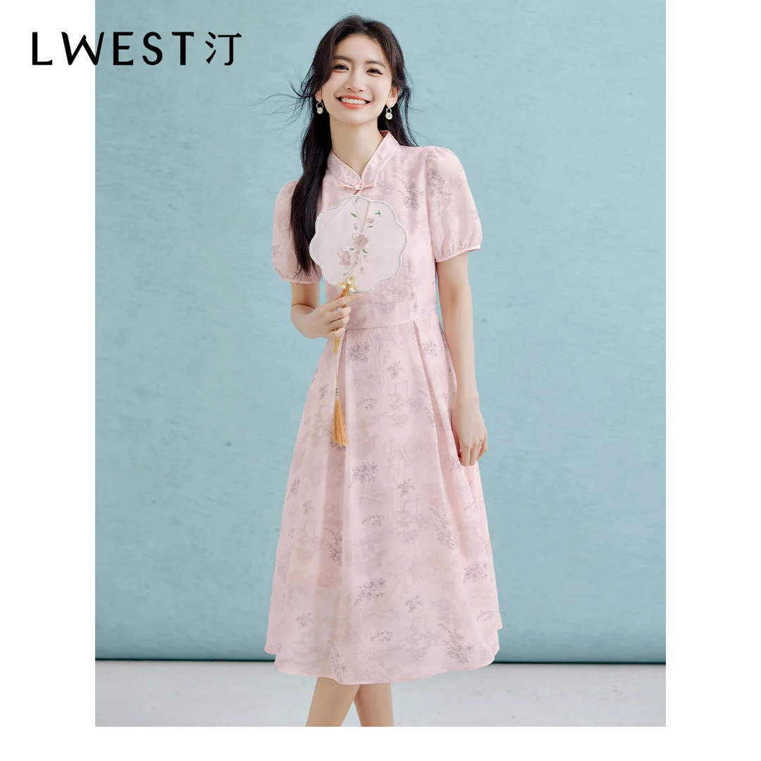 【备用链接】朗文斯汀国风气质优雅碎花中式连衣裙DTYL4204C07170