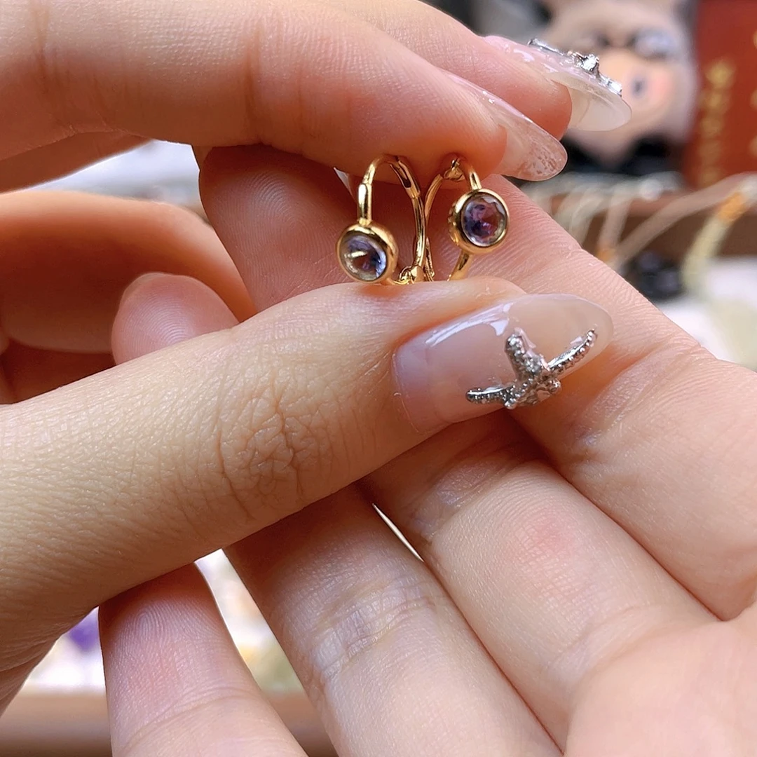 银S925镶嵌耳饰坦桑石