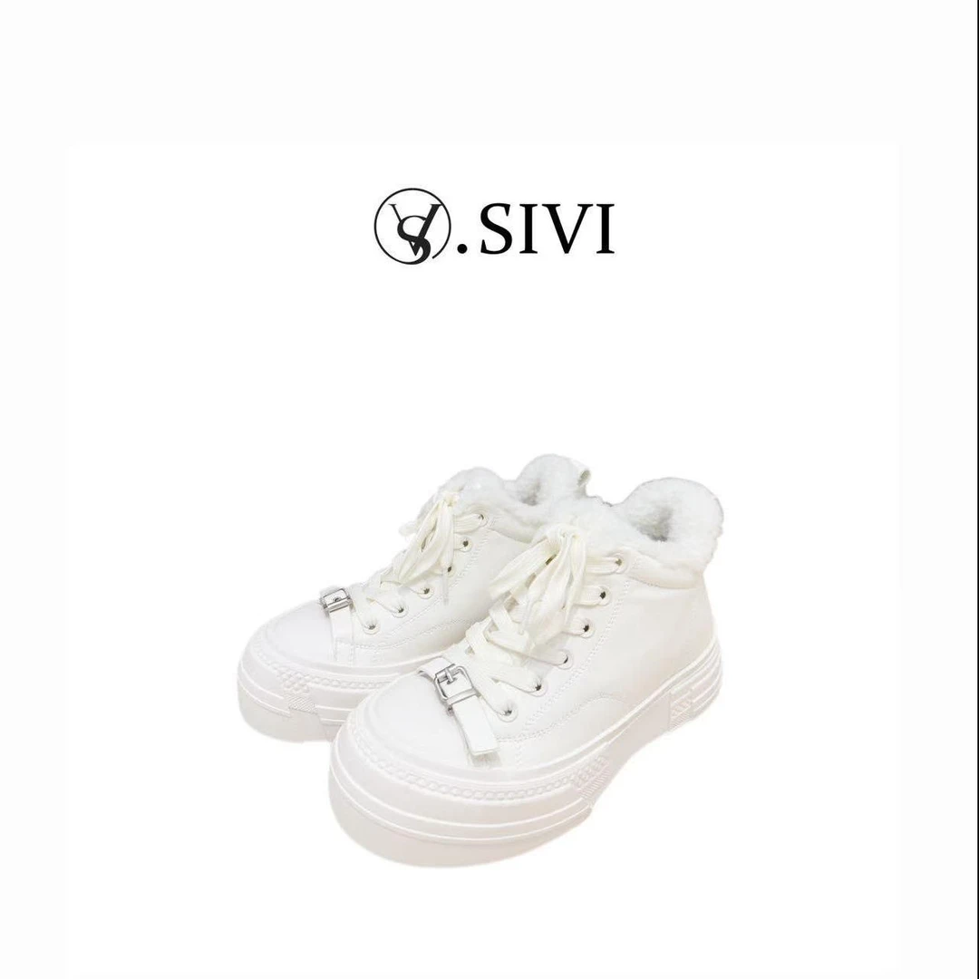 【熙薇品牌】2025冬季新款时尚百搭运动加绒高帮运动鞋H6661