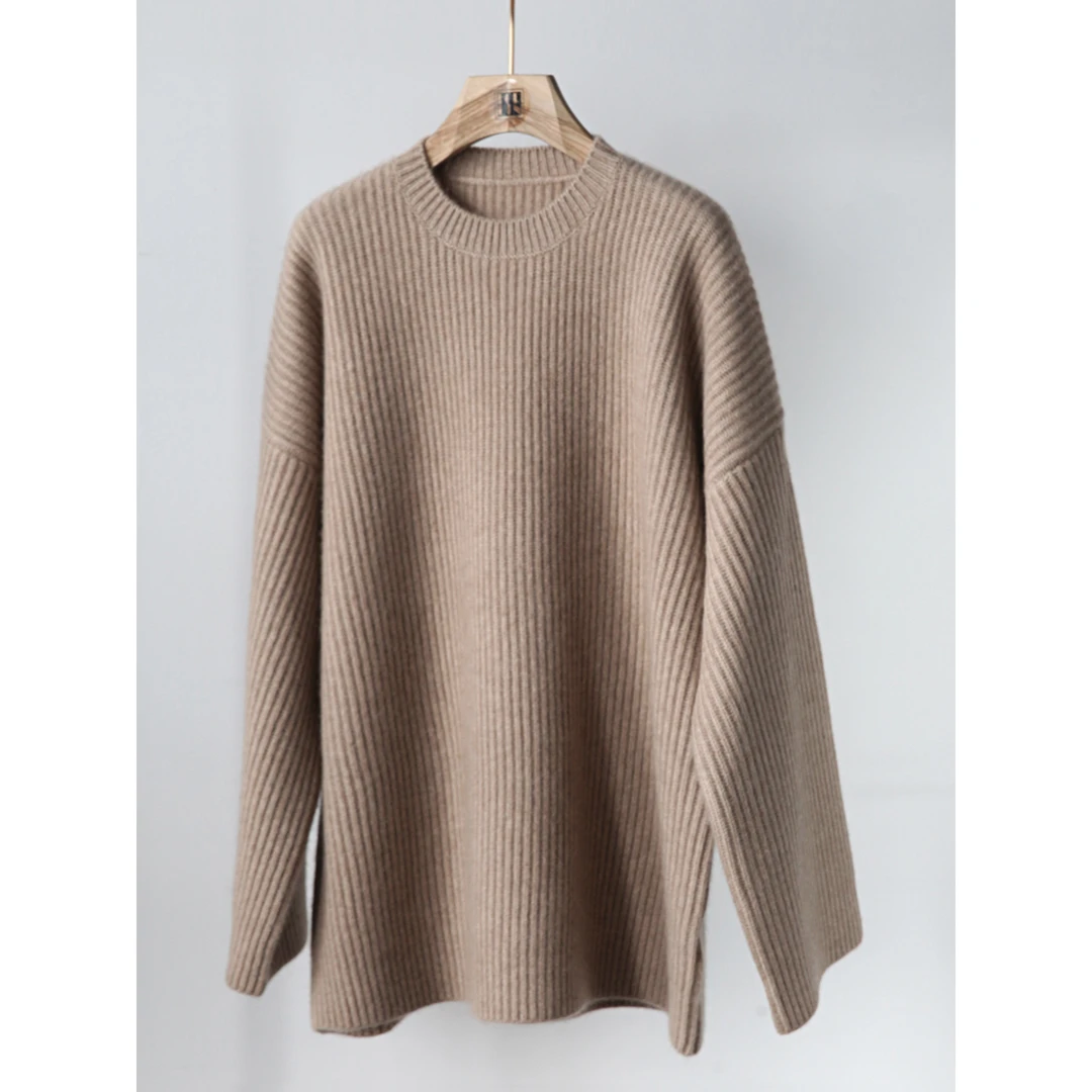 Forlin芙临 奢品同源 ROW风粗坑条阔版圆领羊绒衫 YS201016