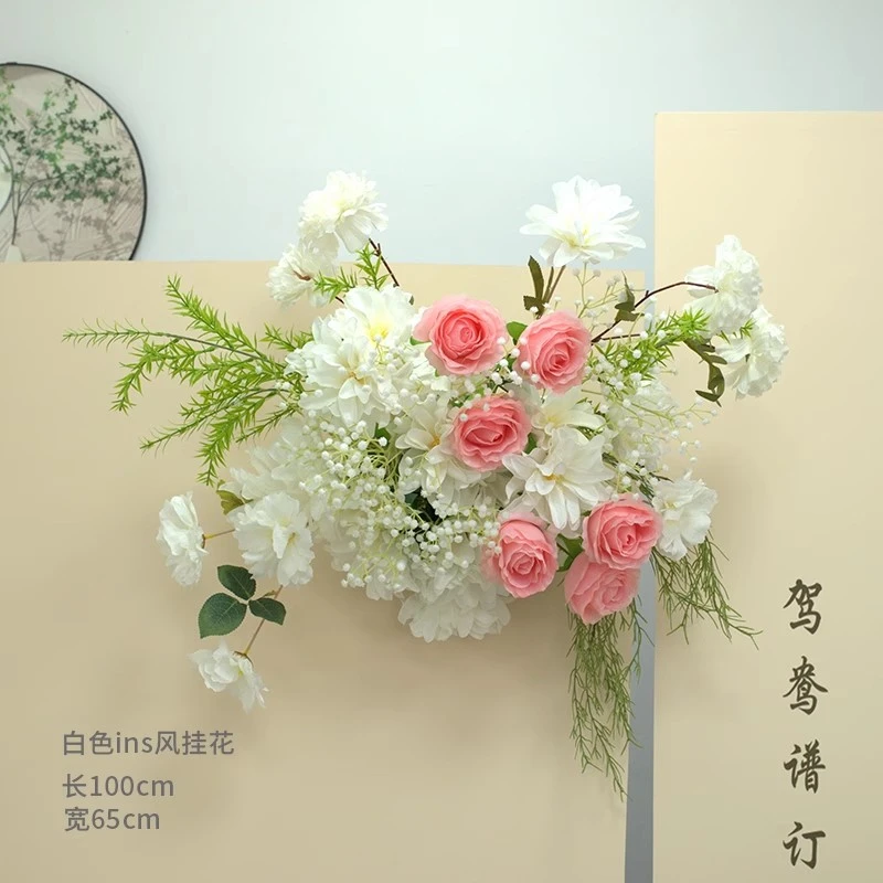 婚礼背景板花艺 现场布置花艺