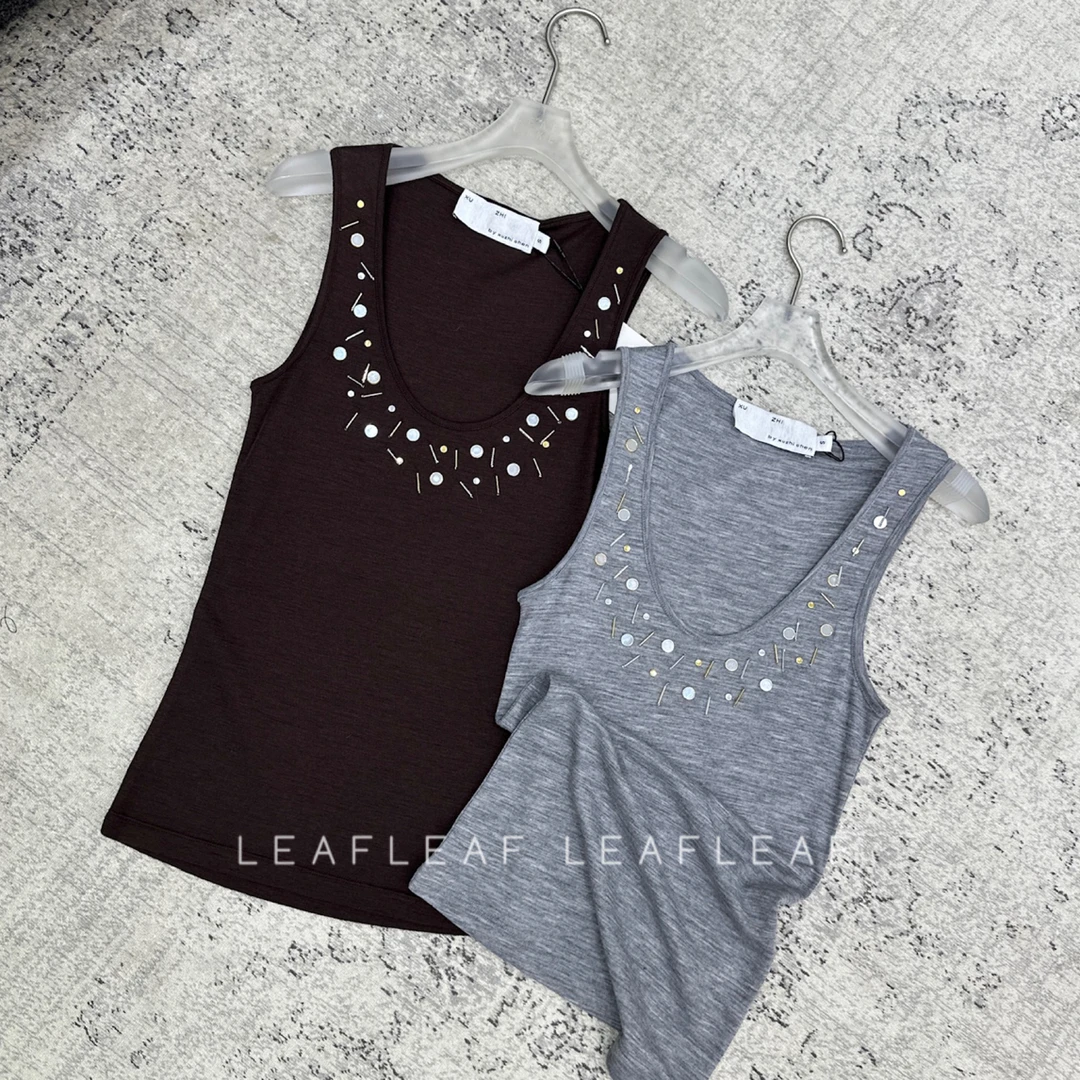 XU ZHI 镜面金属装饰钉珠背心 LEAFLEAF设计师品牌