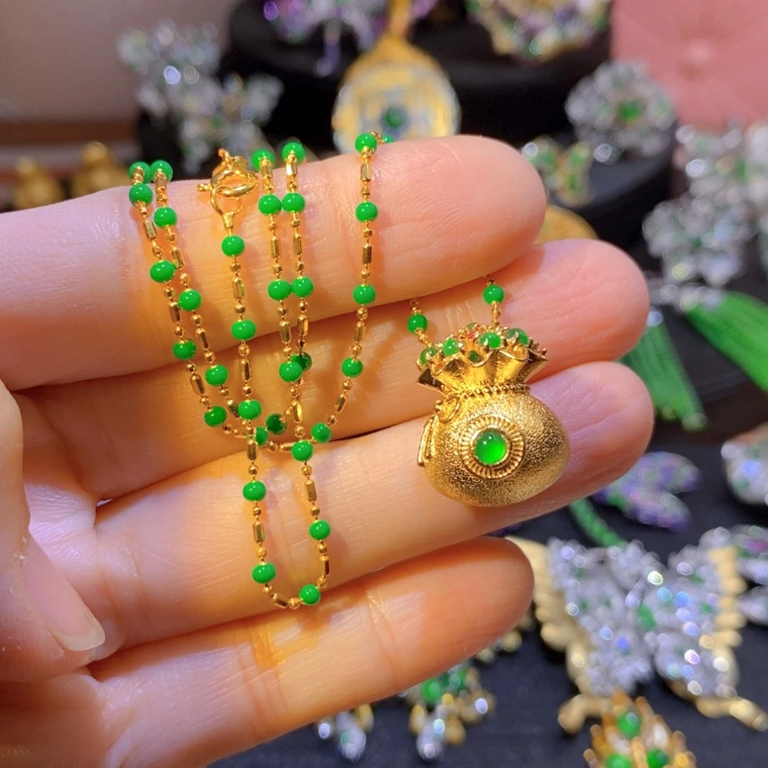 吊坠(不含链)银S925镶嵌翡翠～***～