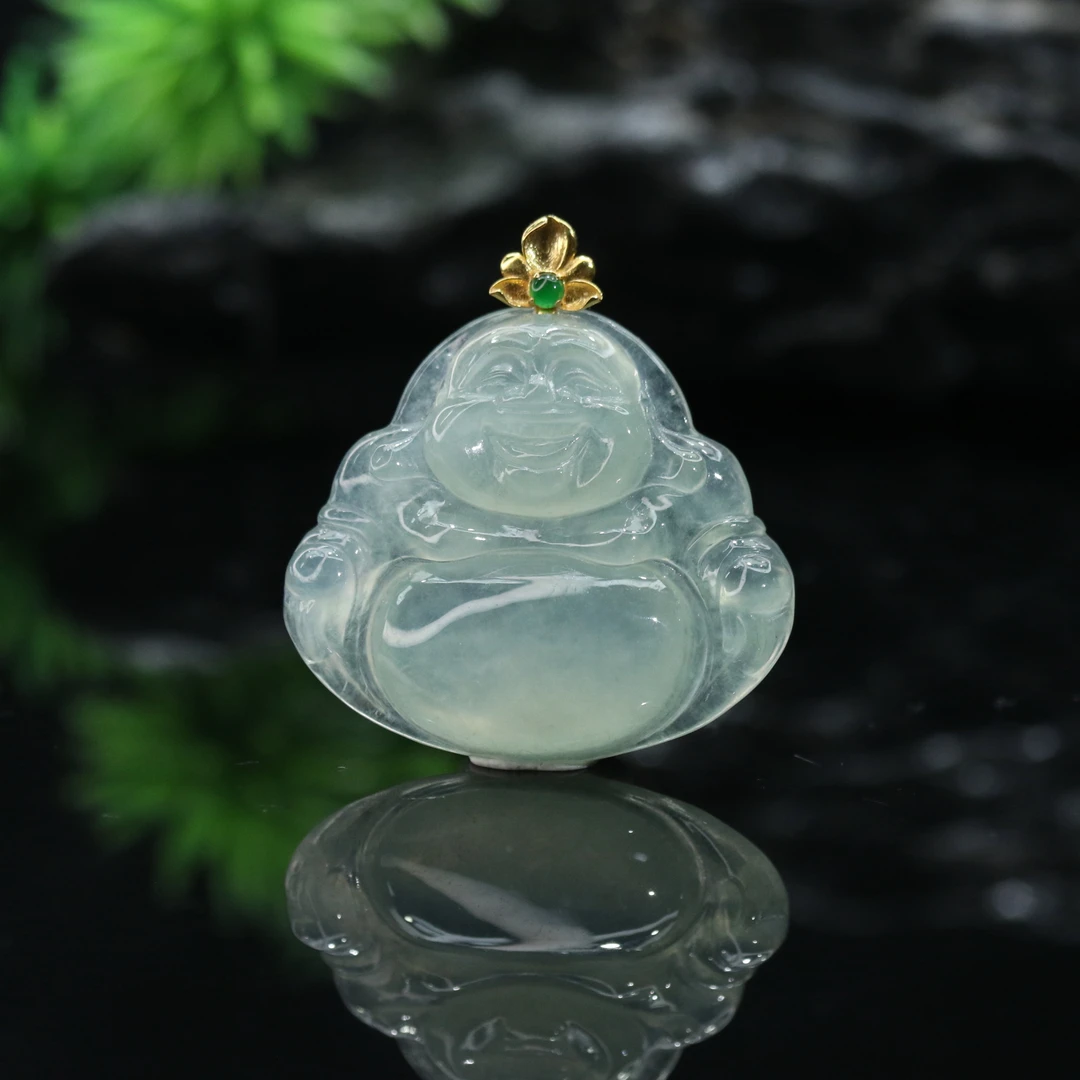 FC4天然缅甸翡翠A货18k佛公吊坠/500654/保利厦门拍卖