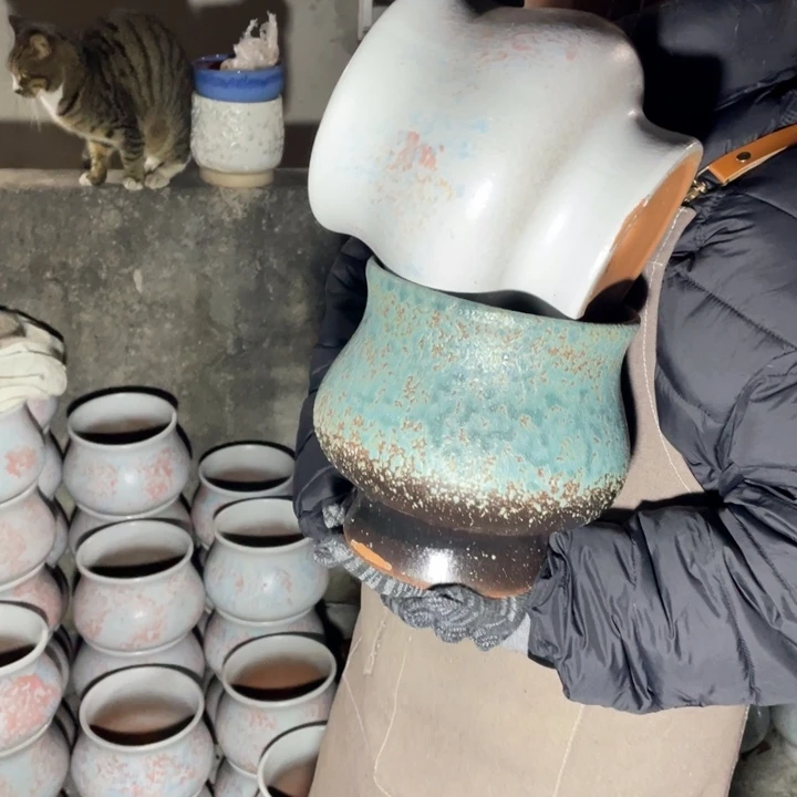 紫砂花盆口17高20瑕疵瑕疵