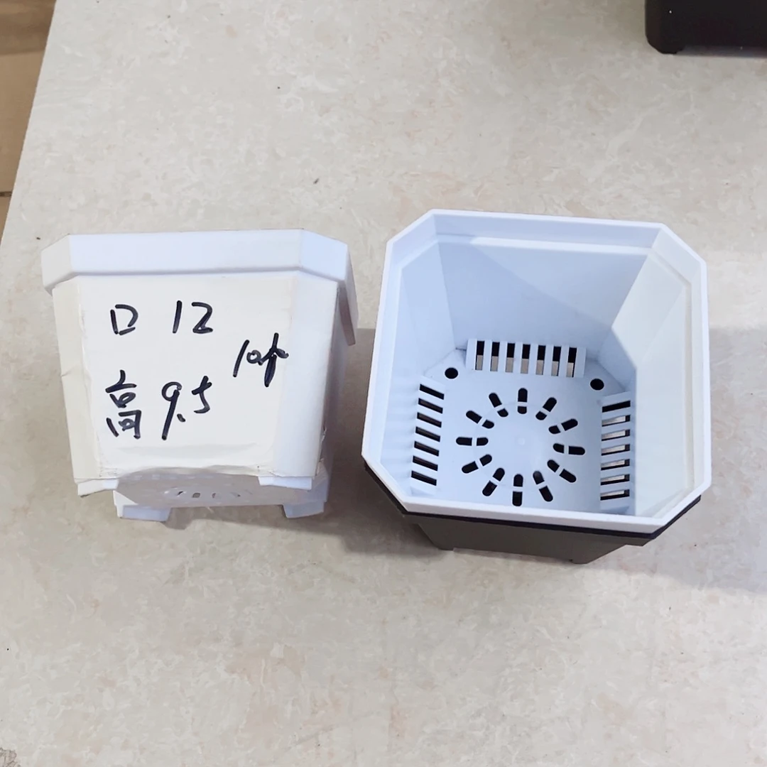 塑料加厚斜角款12方白色盆10个无托