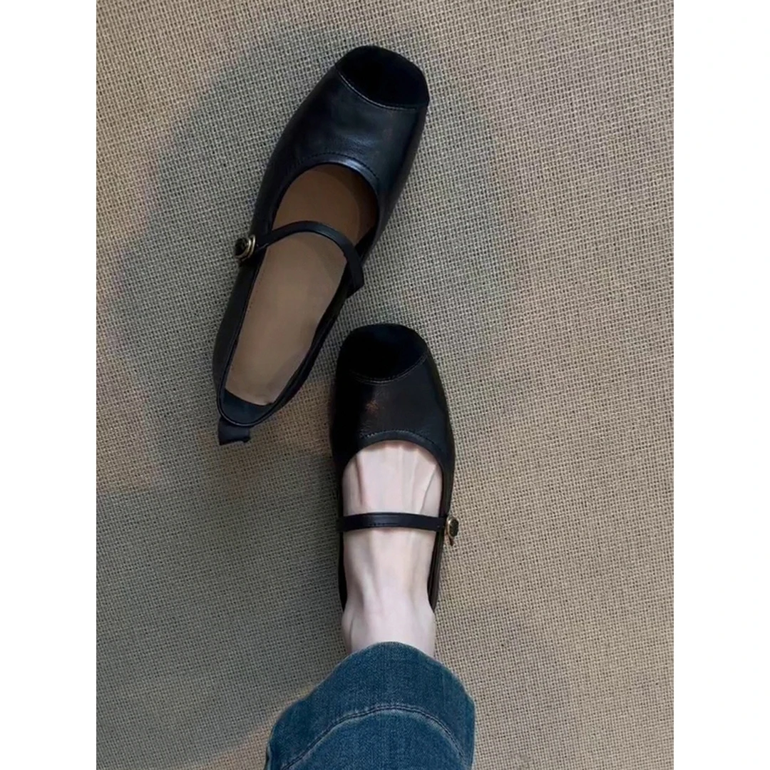 超软小羊皮~复古法式单鞋女平底芭蕾鞋浅口软底晚晚鞋子玛丽珍鞋