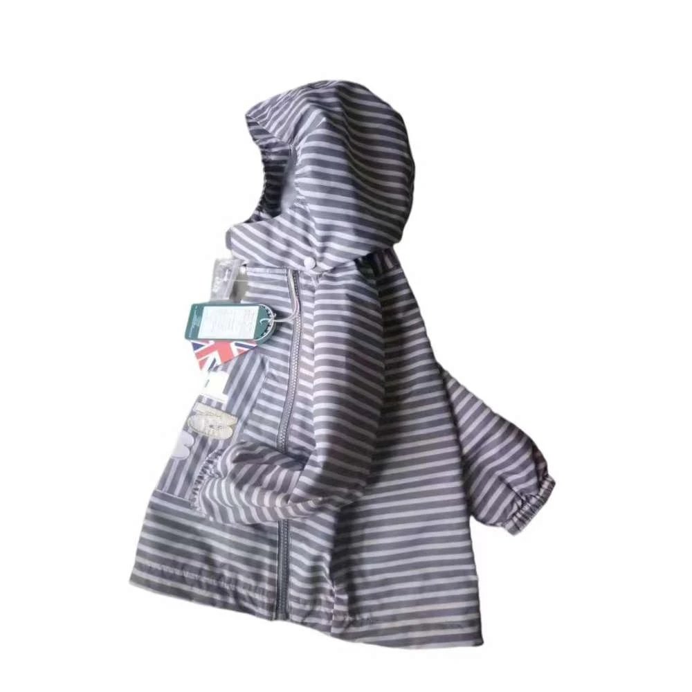 童装男女条纹防风中性连帽外套S6018