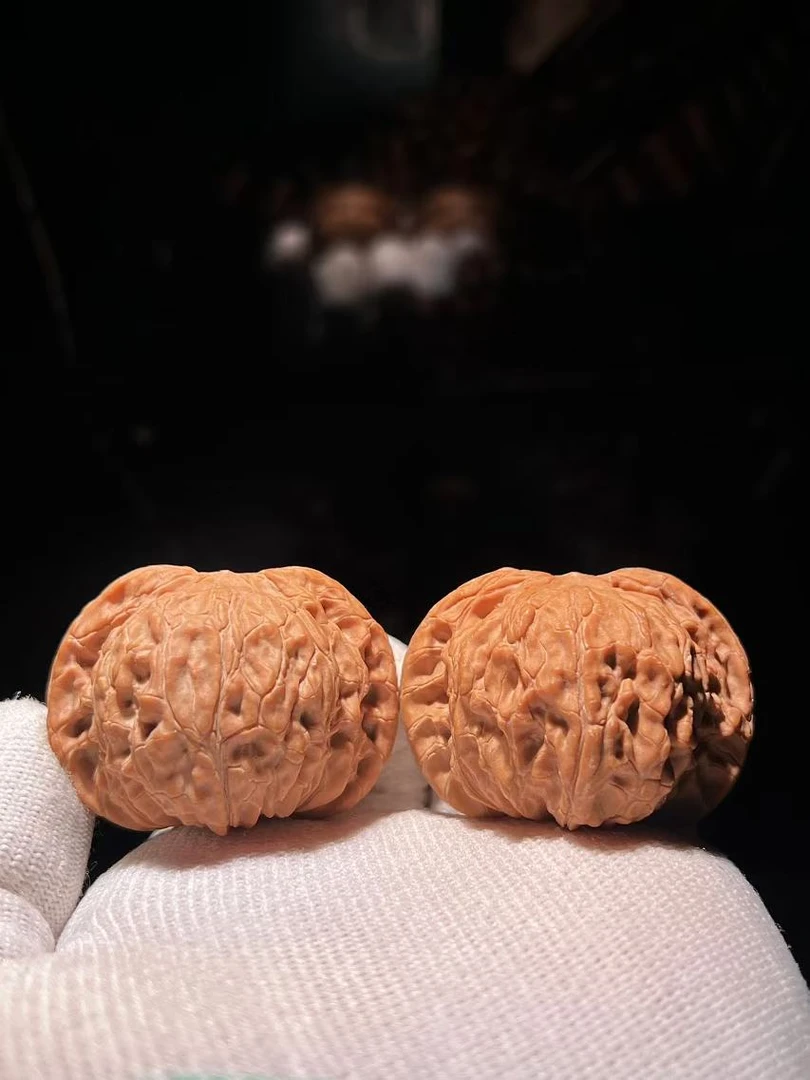 编号G381文玩核桃正磨边45肚41高33