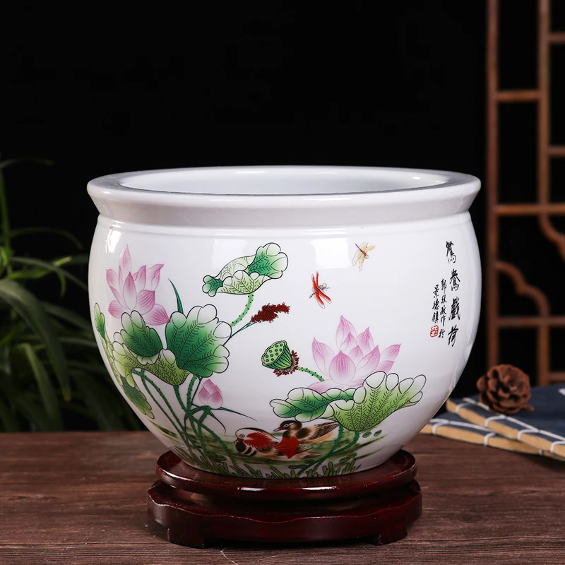 【直播间】景德镇陶瓷摆件鱼缸流水器喷泉家用鱼缸大号客厅加湿招财