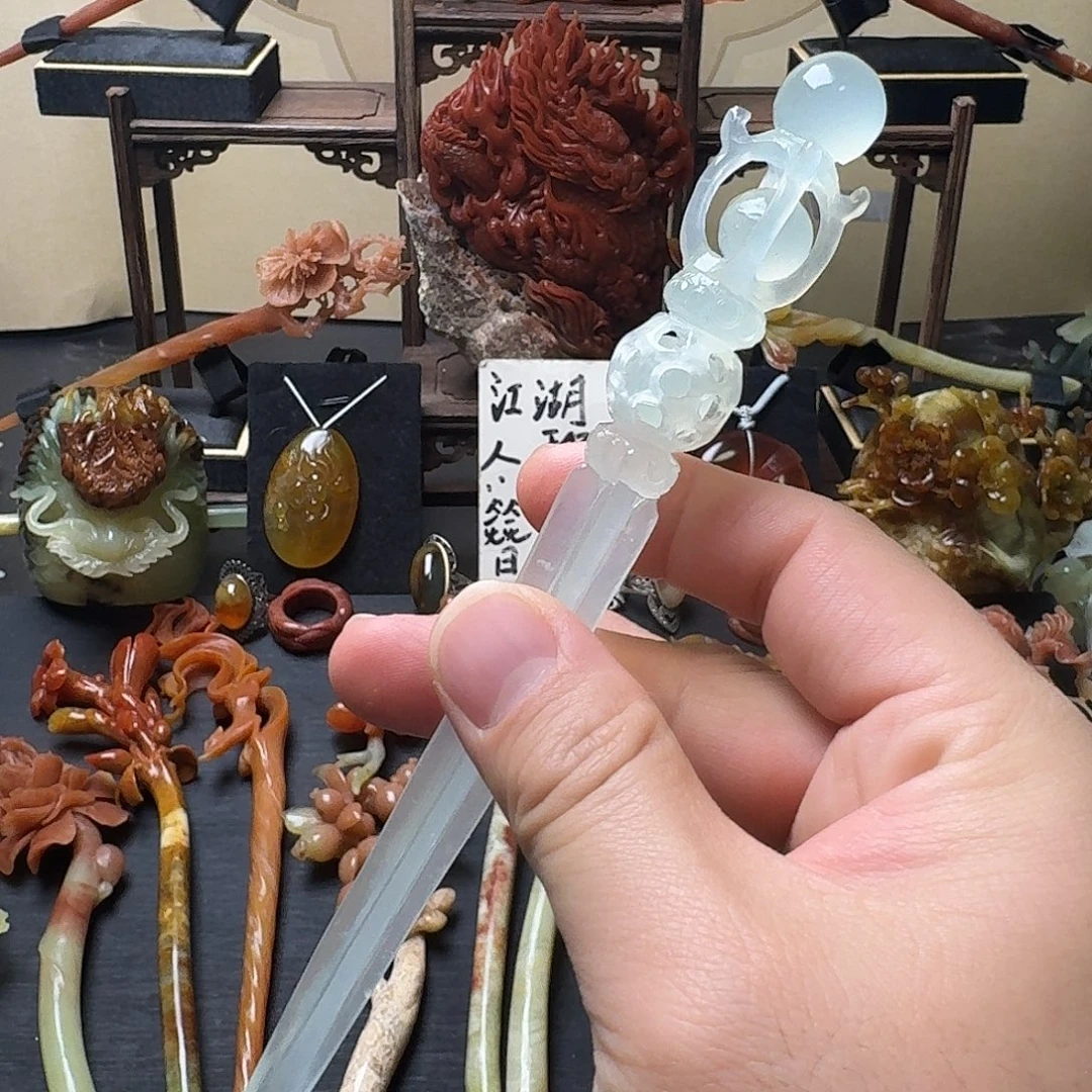 蛇纹石玉未镶嵌发饰