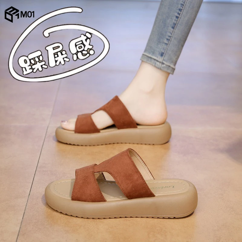 M01踩屎感罗马凉拖鞋女夏季2025外穿孕妇一字拖大码4142沙滩凉鞋