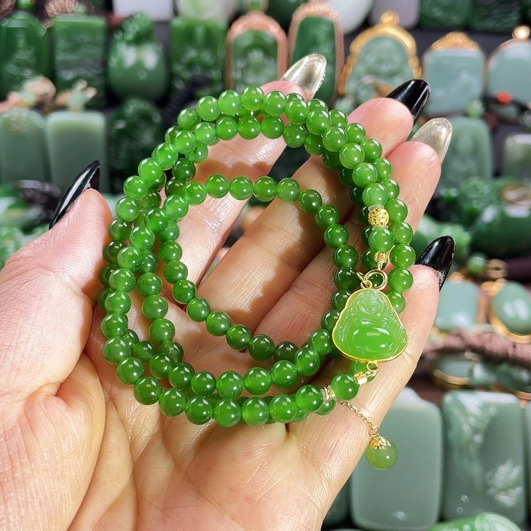 和田玉项链18K金镶嵌