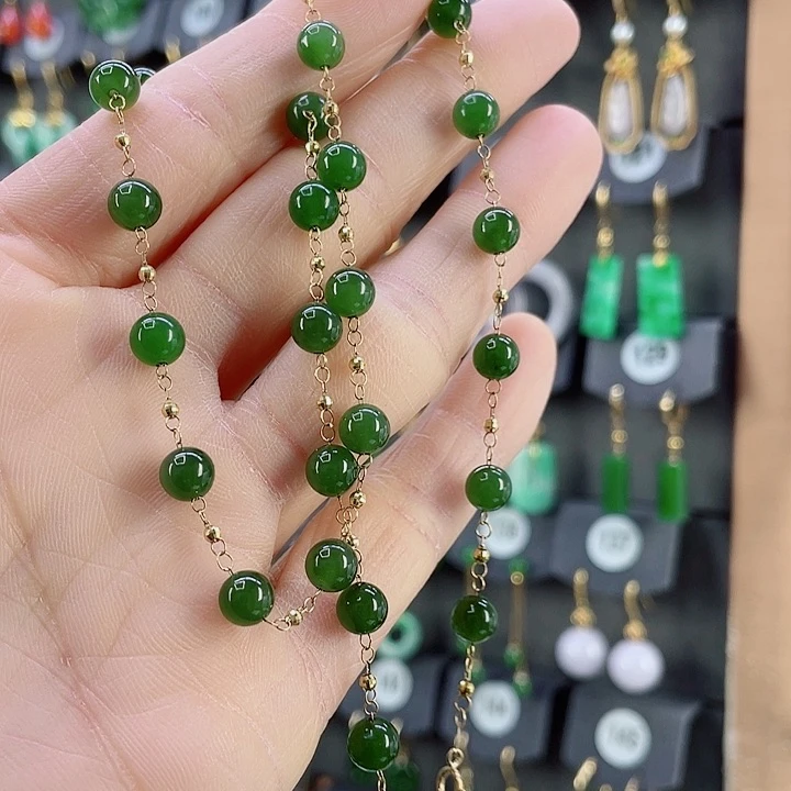 项链18K金镶嵌和田玉做*己