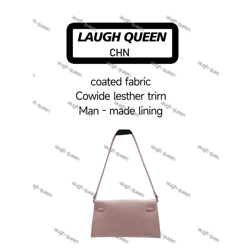 Laugh Queen手工打造真皮女士新款包10832 白粉黑色  梯 27cm