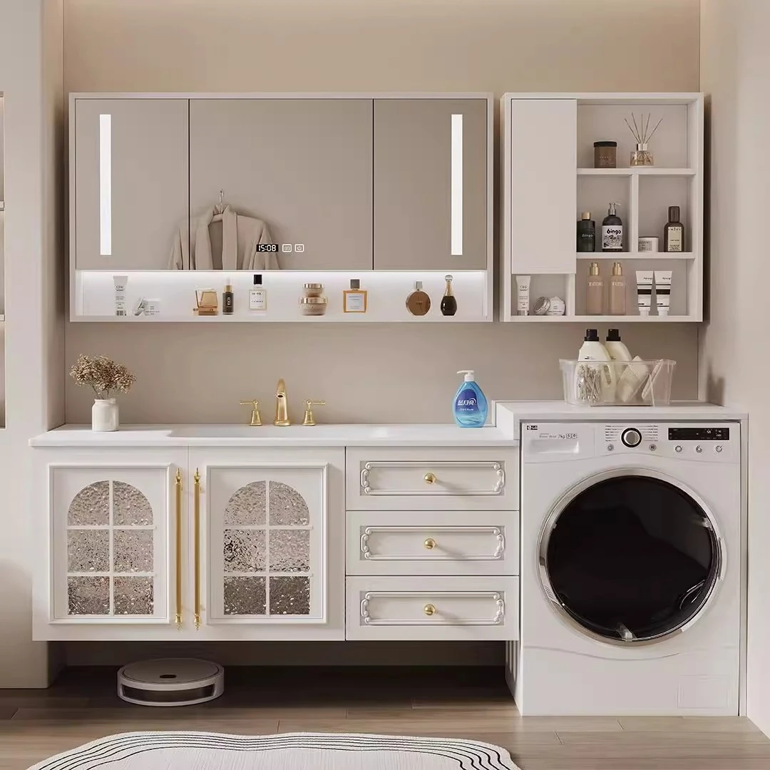 宋氏美学浴室柜组合洗衣机伴侣一体柜新款法式简约洗脸盆储物柜